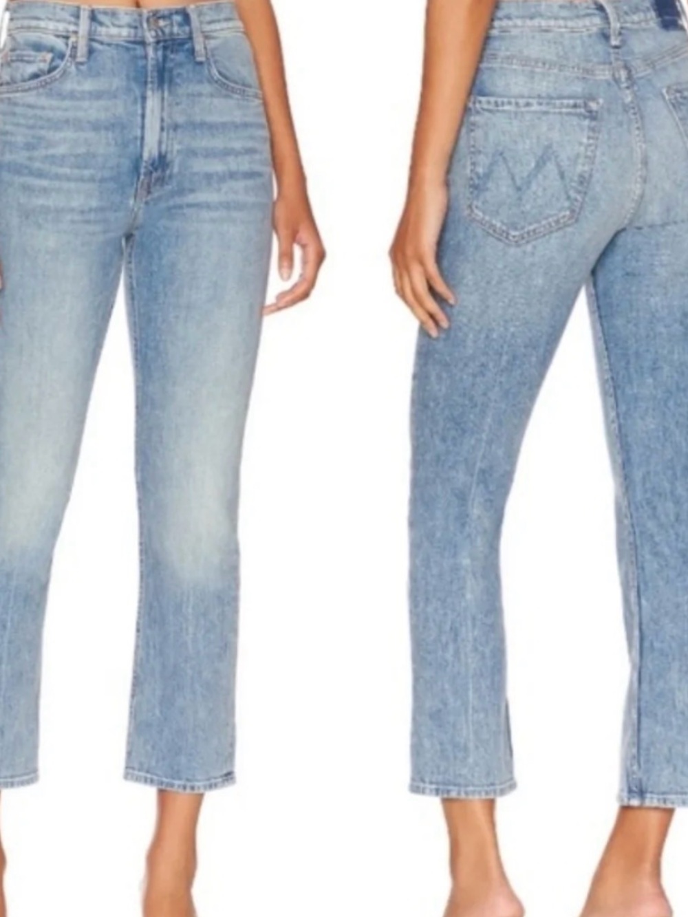 Light Blue High-Rise Straight Crop Jeans High waisted rider ankle in Salt